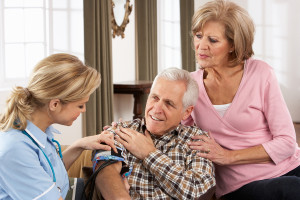 Health Visitor Taking Senior Man's Blood Pressure
